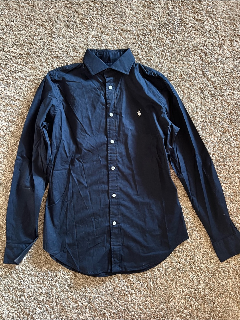 Ralph Lauren womens Dark Blue Button-Down Dress Shirt